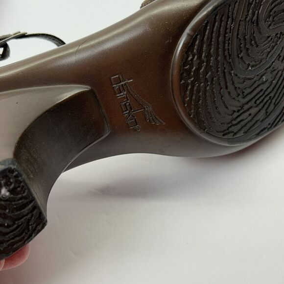 Dansko Women's 40 9.5-10 Pumps Brown Ankle Strap Cuban Heels Suede *READ* - Picture 12 of 12